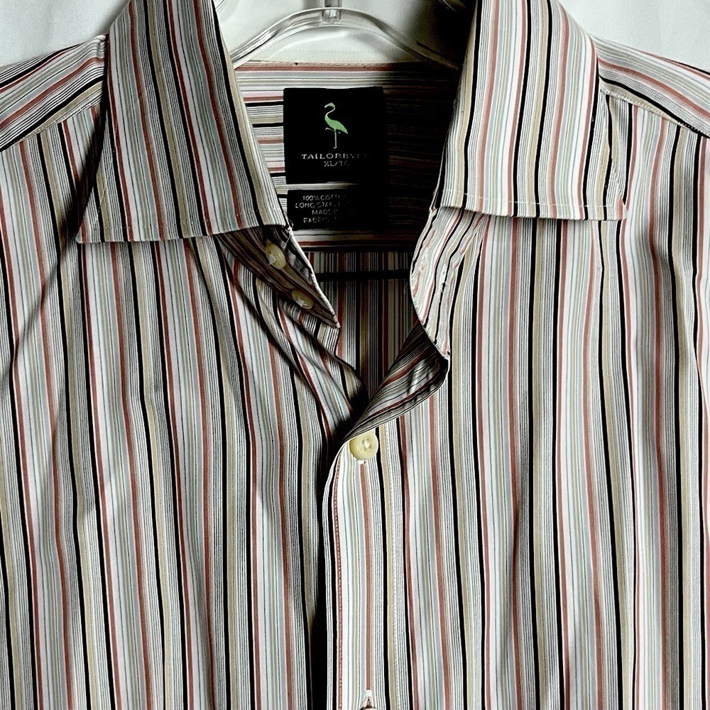 𝅺TAILORBYRD Button down Dress Shirt Striped Size XL